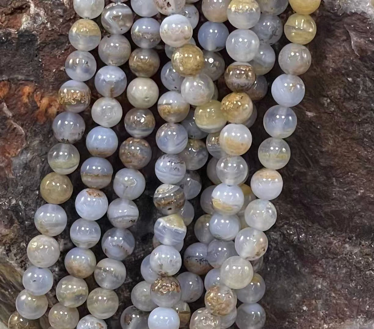 Dendritic Blue Lace Agate Round 6mm 8mm