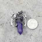 Amethyst Flying  Dragon Point Pendant 34x50mm