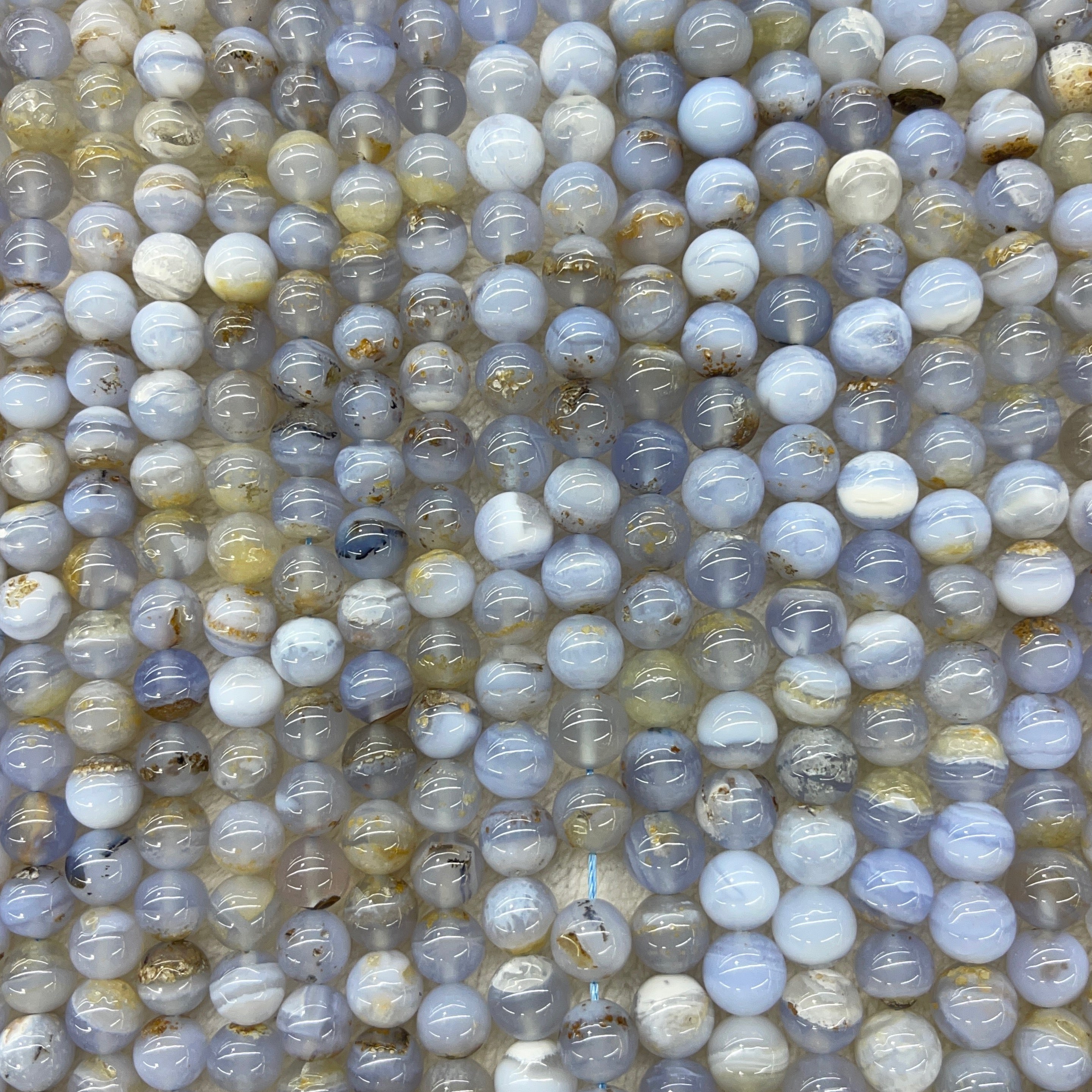 Dendritic Blue Lace Agate Round 6mm 8mm